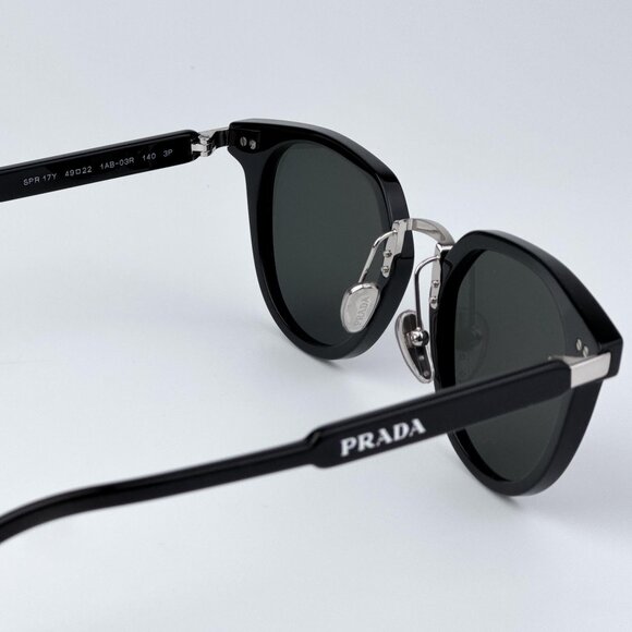 Prada PR17YS 1AB03R Women BRAND NEW Sunglasses Black Green Polarized Oval - Picture 7 of 12